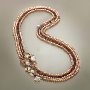 Colier remarkable din perle granat cuart si citrin