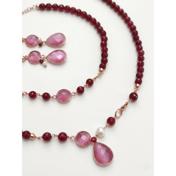 Set lilou din agat rubiniu si cuart Set lilou din agat rubiniu si cuart