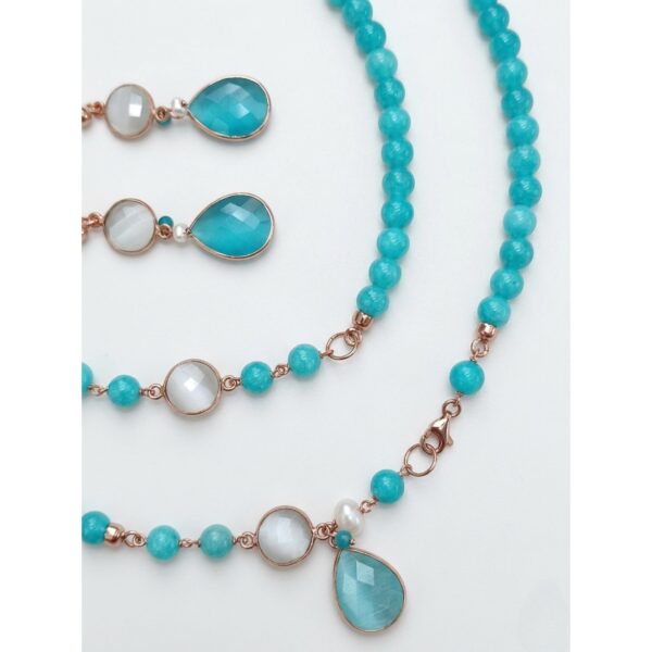 Set lilou din jad verde acvatic si cuart Set lilou din jad verde acvatic si cuart