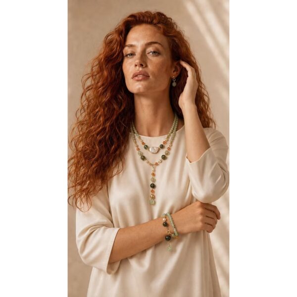 Set decisa din cuart rutilat verde si perle 2 Set decisa din cuart rutilat verde si perle 2
